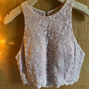 Two piece floral prom dress